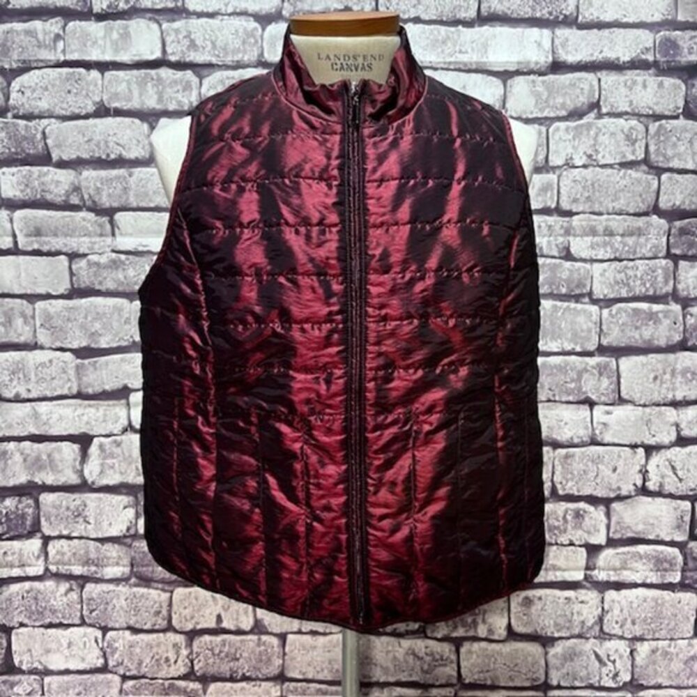 Relativity Burgundy Sleeveless Zip Up Quilted Vest Size 2X